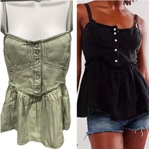 Free People We The Free Reworked Denim Top Sea Mist XS New with Tag